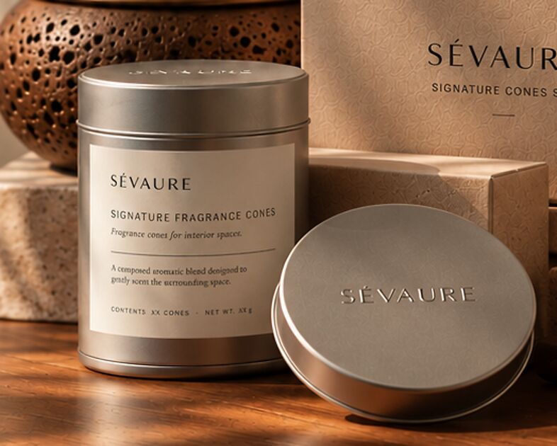 The SÉVAURE silver tin beside its lid